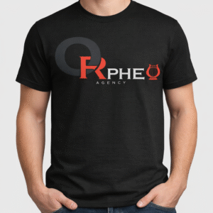 Camiseta negra básica manga corta con el logo de mi agencia