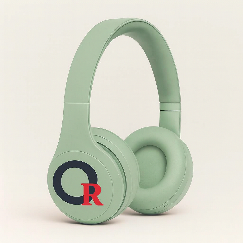 Auriculares inalámbricos verdescon el logo de mi agencia