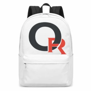 Mochila versátil blanca con el logo de orpheon agency