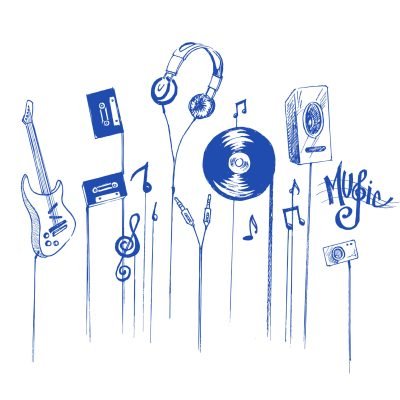 Abstract flat line with music note motion shapes. Pattern for cover design, poster, banner, decoration.